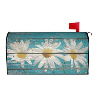 lot 10448 image: Sweetshow Rustic Spring Daisy Mailbox Covers Magnetic Standard Size 21x18 Inch Teal Old Wood Board Mailbox Decals Mailbox Wrap Post Letter Box Cover Mailbox Post Cover for Garden Yard Decor