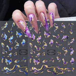 lot 10458 image: 10 Sheets Gold Nail Art Stickers Purple Nail Stickers Bronzing Gold Marble 3D Self Adhesive Blue Irregular Gild Nail Decals Marble Nail Art Decals for Women Girls Accessories DIY Manicure