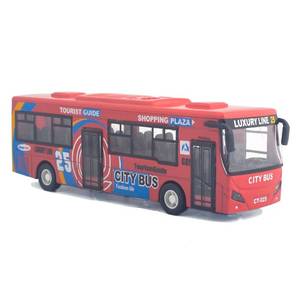 lot 10472 image: Ailejia City Bus Die Cast Pull Back Vehicles Mini Buses Model Car Toys With Lights and Music - Boys Red Bus Toys