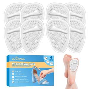 lot 10486 image: ZUCNANA Metatarsal Pads for Women - Soft Gel High Heel Insoles, 4 Pairs, Non-Slip Design, Instant Foot Pain Relief, Self-Sticking Back, Fits All Feet Sizes