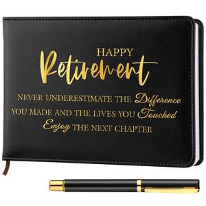 lot 10487 image: Ctosree Retirement Guest Book with Signature Pen Retirement Party Gift Supplies for Women Men Office Colleague Advice and Wishes Decorations(Stylish)