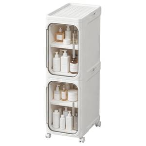 lot 11007 image: LXLXXL Narrow Storage Cabinet Slim Bathroom Storage Cabinet with Movable Wheels Tall Bathroom Organizer Skinny Cabinet for Small Spaces��2-Tier White