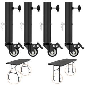 lot 11014 image: Lipshome Table Leg Extender with casters, Adjustable Metal Table Leg Extender, Table Leg Extender for Straight and Curved Legs, 2 LevelsHeight can Extend 6.3-7.9 (4pcs) (Extends up to 7.9 inches)
