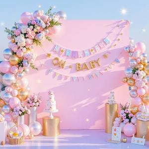 lot 11018 image: Besutolife Square Arch Backdrop Cover, 8�8 FT Spandex Arch Covers Stretchy Fitted Balloon Arch Stand Cover for Wedding, Birthday Party, Baby Shower, Photo Booth, Graduation Ceremony, Ivory