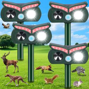 lot 11029 image: 4Pack 2025 Ultrasonic Animal Repellent Outdoor Deer Repellent Devices Solar Animal Repeller Motion Activated Deterrent with LED Flash Lights to Scare Cat Squirrel Rabbit Raccoon Skunk for Yard Lawn