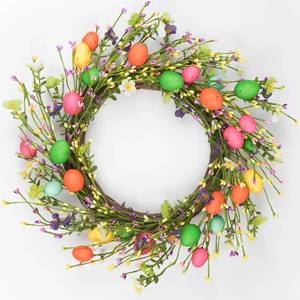 lot 11030 image: 20 Easter Wreaths for Front Door, Spring Wreath with Artificial Flowers and Eggs, Easter Wreath with Berries and Green, Easter Decorations for Home Farmhouse Outdoor Indoor Wall Mantel Window