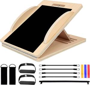 lot 11042 image: Versatile Wooden Slant Board, Convertible to Balance & Pilates Board, Adjustable Angles, Includes Full Pilates Kit, Supports Up to 360lbs, Calf Stretch, Squats, Knee, Ankle, Heel & Leg Training