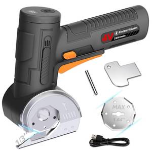 lot 11050 image: 2026 Upgraded Cordless Electric Scissors - Larger 1.84 Tungsten Blade, Wider Opening, 320 RPM, 13 Max Thickness, 3-Speed & LED Display, Cardboard Cutter Designed for Cardboard box, Black (Used)
