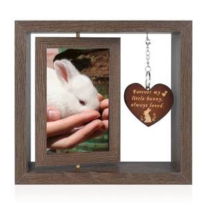 lot 11051 image: Yongvelin Rabbit Memorial Gifts for Loss of Bunny, Rotating Wooden Pet Memorial Picture Frame for 4x6 Photo, Loss of Rabbit Sympathy Remembrance Bereavement Keepsake Gift