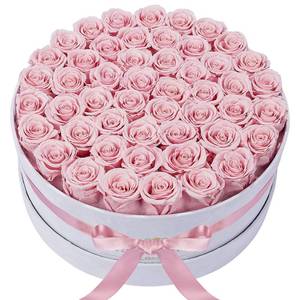 lot 11053 image: 50 Piece Roses in a Velvet Box, Flowers for Delivery, Presereved Flowers Birthday Gifts for Women Mom and Wife (Pink)