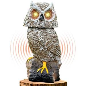 lot 11057 image: Ugold Solar Powered Garden Owl with Motion Detection, Rotating Head, Realistic Hoots and Silent Mode, Outdoor Statue and Sculpture, Owl Decoration for Home, Garden, Patio and Lawn