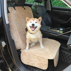 lot 11058 image: AEEISHOMEREFORM Dog Car Seat Cover for Front or Back Seat, Soft Flannel Pet Car Seat Protector with Waterproof Layer, Non-Slip Washable Dog Car Bed Mat for Travel (LightCoffee Front) (Used)