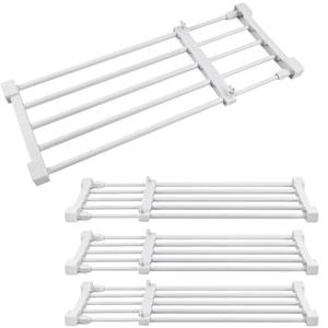 lot 11061 image: Geetery 4 Pcs Closet Tension Shelf Metal Expandable Closet Shelf Dividers Adjustable DIY Shelf Separators in Closet Tension Rod Storage Rack for Cabinet Kitchen Wardrobe (15-21.65 X 9.45)