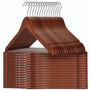 lot 11062 image: TOPIA HANGER Walnut Wooden Hangers 30 Pack, Wood Clothes Hangers, Durable Coat Hanger with 360-Degree Rotatable Hook, Non-Slip Pants Bar and Shoulder Notches for Camisole Tops - CT34WA30