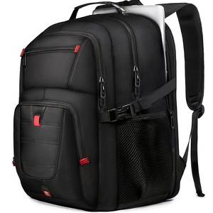 lot 11064 image: JARWAM Large Travel Laptop Backpack for Men with LifetimeWarranty, Extra Large TSA Friendly Travel Backpacks for College High Airline Approved Business Work Bag Fits 17 Inch Computer, Black