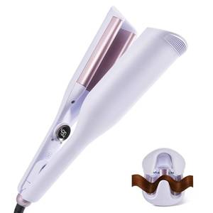 lot 11077 image: Hair Waver 1.25 Inch Double Barrel Curling Iron, Ionic Beach Waver for Women, Ceramic Deep Waver with 7 Adjustable Heat Settings, Fast Heat Up, Digital Display, Mermaid Waves Styling Tool, Blue (Slight Use)