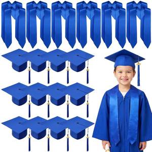 lot 11904 image: Breathffy 12 Pcs24 Pcs Child Size Preschool Graduation Cap and Stole Set Unisex Kindergarten Hats Sash Bulk with Metal 2026 Tassel(Blue,24 Pcs)