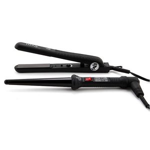 lot 11908 image: Hera Curling Iron & Straightener Set in Black