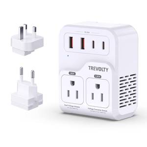 lot 12398 image: 2000W Voltage Converter US to Europe for Hair Dryers, 7-in-1 220V to 110V Converter for European Travel with 3 AC2 USBA2 USBC Ports (PD20W), Universal Travel Adapter with Type C G Plug (White)