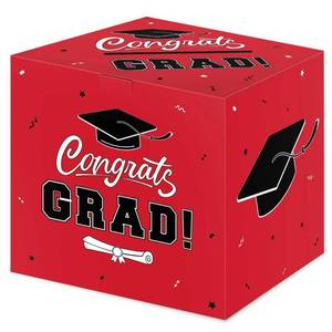 lot 12425 image: Litmitfu Graduation Decorations 2026 Card Box, Red Congrats Grad Paper Gift Crad Boxes Holder for Class of 2026 Graduation Party Decoration Supplies Table Decor Favors Props Decor, 9 x 9 x 9 inches