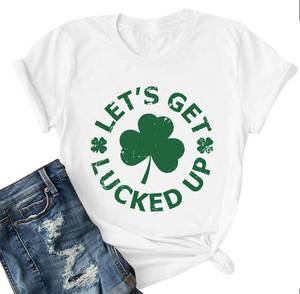 lot 12435 image: St Patricks Day Shirt Women Cute Lucked Tshirt Shamrocks Graphic Tees Patricks Short Sleeve Tops Size L