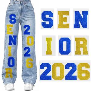lot 12440 image: Zeyune 10 Pcs 4 in Senior 2026 Letters Iron on Patches for Jeans Glitter DIY Iron on Decals 2026 for Graduation Jeans, Pants, Sweatpants and Clothing Heat Transfer Senior Stuff(Blue,Gold)