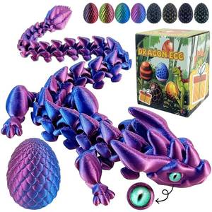 lot 12442 image: YVBBHE 3D Printed Dragon Eggs with Dragon Inside, Articulated Dragons Toy with Eyes, Mystery Crystal Fidget Animal Toys for Home Decor Executive Desk,Easter Basket Stuffers Gift for Kids(Red Blue)