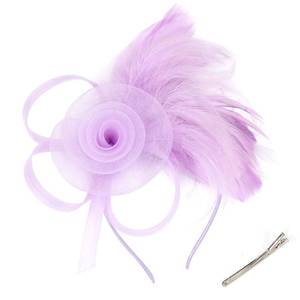 lot 12451 image: GHGMAO Light Purple Fascinators Hats for Women, Derby Hat Tea Party Headband for Cocktail, Wedding, Church, Fancy Dress Party