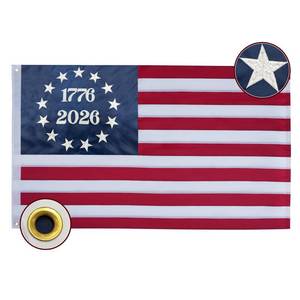 lot 12454 image: Bradford 1776 2026 Bennington 250 Anniversary Betsy Ross Flag 3x5 ft Outdoor Embroidered 13 Colonies Flags USA 250th American Flag with 2 Brass Grommets