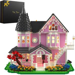 lot 13420 image: EYICA Pink Palace House Building Kit, 2194 PCS Movie��Inspired Display Model for Adults, Ideal, Open��Back Interior Rooms, Gift Box Packaging (Standard Edition)