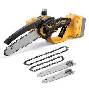 lot 13423 image: Mini Chainsaw Cordless for Dewalt 20V MAX Battery,8-Inch and 6-Inch 2-IN-1 Brushless Chainsaw with 750W Brushless Chain saw - 24.6FTS Cutting, 4000RPM, for Wood Cutting(Battery Not Included) (Yellow)