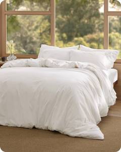 lot 13424 image: Bedsure Cotton Duvet Cover King - Luxury Slub Weave 100% Cotton Duvet Cover Set, PureWoven Bedding Set with a Linen Like Textured, Easy Change, Coconut White, 104 x 90