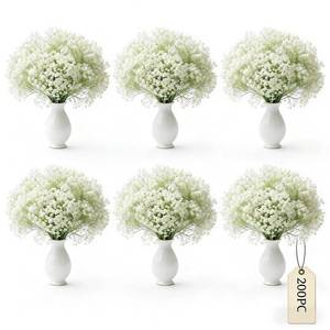 lot 13428 image: WishToday 200 Pcs Artificial Babys Breath Flowers Bulk, Real Touch White Gypsophila Fake Flowers with Bendable Stems for Wedding Bouquets, Centerpieces, DIY Crafts, Home Garden Decor