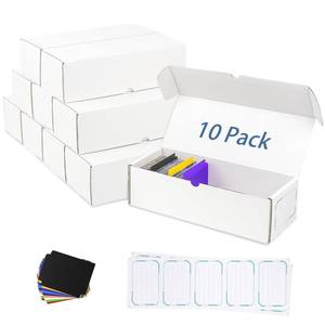 lot 13446 image: Trading Card Storage Box, 10 Pack Sports Card Storage Boxes with Dividers & Labels for Baseball Cards