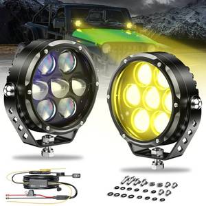 lot 13456 image: Kewig 4 Inch 96W Amber White LED Light Pods, 6 Modes Dual Color Fog Light Pods Cube, Spot Flood Combo Strobe Lights Emergency Driving Offroad Flashing Ditch Lights for Trucks Jeep, Pair (K7-U)