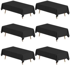 lot 13459 image: Enjamyo 6 Pack Tablecloth, 60 x 102 Inch Polyester Table Cloth,Black Tablecloth,Washable Fabric Table Covers,Rectangle Tablecloths for Wedding, Party, Banquet, DiningTable
