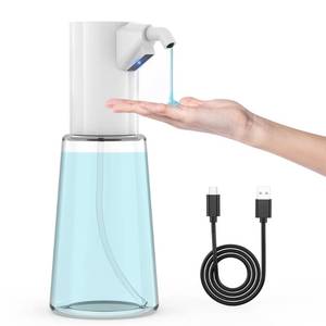 lot 14000 image: Greatmay Automatic Soap Dispenser Adjustable,4 Adjustable Levels Rechargeable Electric Liquid Dispenser,450ml Touchless Hand Sanitizer Pump for Bathroom and Kitchen,The Bottle is Replaceable (White)