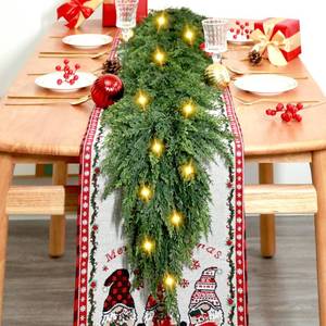 lot 14018 image: 6FT Christmas Cedar Garland, Realistic Artificial Faux Pine Garland Ornament for Holiday Mantle Fireplace Stairs Table Indoor Decoration(1 PCS)