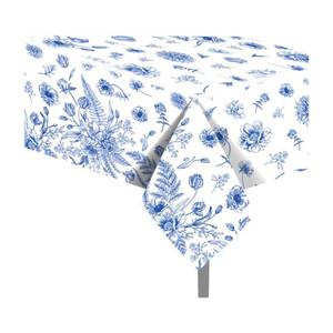 lot 14022 image: CC HOME 1Pc Vintage Blue Flowers Party Plastic Tablecloth 54 x 87 Inch Long Table Cover, Spring Fresh Floral Party Tablecover for Blue Flowers Kids Baby Shower Birthday Dinner Picnic Kitchen Event
