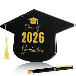 lot 14024 image: 2026 Graduation Guest Book with Pen Class of 2026 Wooden Grad Cap Signature Graduation Party Favor Guest Sign in Book for Messages Well Wishes Memory Scrapbook for High School Senior College Gifts