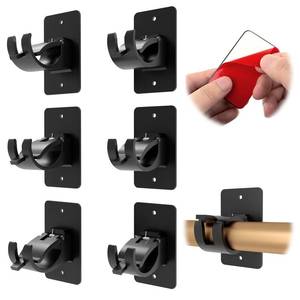 lot 14038 image: CIEMGNZOC 6-Pack Curtain Bracket Holders, Universal Self-Adhesive Wall Mounts, Fits 0.6 to 1.5 Rods, Black