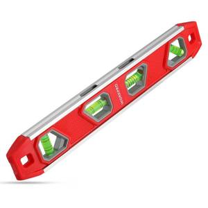 lot 14046 image: WORKPRO 12 Inch Torpedo Level, Magnetic Small Leveler Tool, Plumbing Level with Pitch Vial, Aluminum Reinforced, 4 Bubbles, V-Groove for Conduit Bending