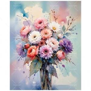 lot 14062 image: Flower Bouquet Paint by Numbers Kit for Adults - DIY Colorful Floral Vase Painting on Canvas 16x20 Inch, Acrylic Paint Set, Suitable for Beginners, Art for Home Decoration or Gifts