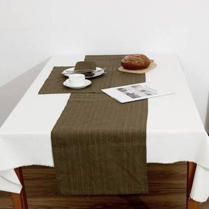 lot 14065 image: HSoftify 100% Pure Linen Table Runner 108 Inches Long-Green French Stripe 14 x 108 Inch Table Runner, Dining Table Runner for Wedding, Parties, Everyday, Holidays (14�108, Green)