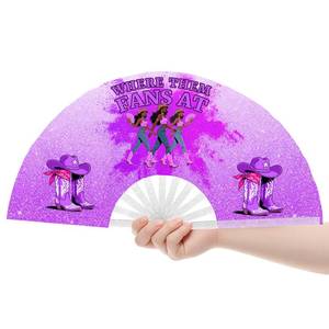 lot 14405 image: Tintinwiwigo Fans For Line Dancing, Hand Fan Foldable,Hand Fans for Women Foldable, Clack Fan,Western Large Festival Folding Fans, 26in(Purple)