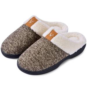 lot 14410 image: Parlovable Womens Slippers with Memory Foam, Wool-like Indoor Outdoor House Shoes with Anti-Skid Rubber Sole for Ladies, Gift for Women, Coffee 5-6