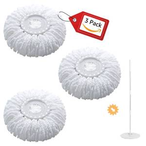 lot 14418 image: BonusLife 3-Pack Circular Spin Mop Head Refill Replacement