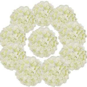 lot 14444 image: Flojery Silk Hydrangea Heads Artificial Flowers Heads with Stems for Home Wedding Decor,Pack of 10 (Ivory)