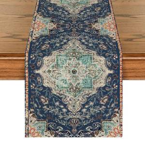 lot 14455 image: Artoid Mode Boho Bohemia Style Blue Table Runner, Country Rustic Farmhouse Magical Winter Kitchen Dining Table Decoration for Home Party Decor 13x72 Inch 2-Pack
