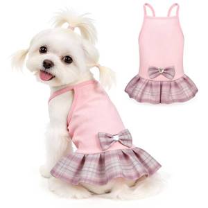 lot 14458 image: YUDODO Pet Dog Dress for Small Dogs Girl, Pet Summer Clothes with Bowtie, Stretchy Cute Puppy Skirt, Princess Dog Dress for Yorkie Chihuahua Maltese (S, Pink)